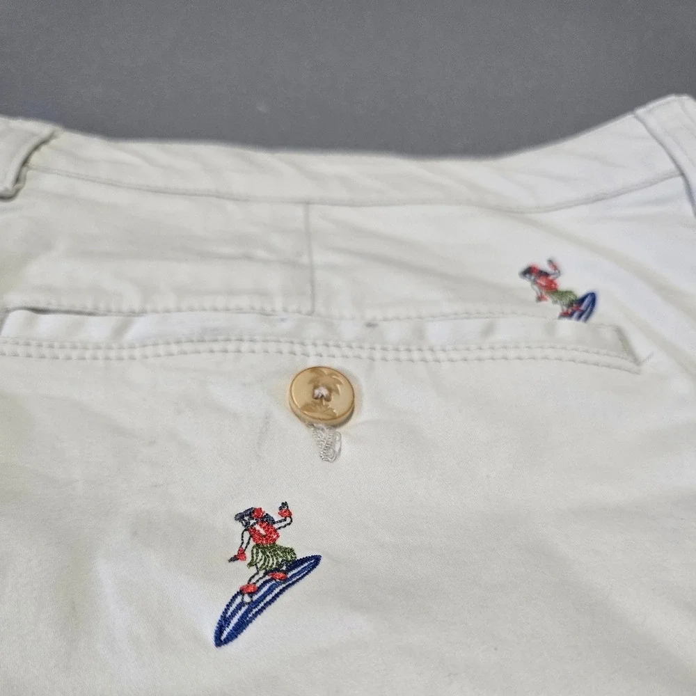 Tommy Bahama Mens 42 Shorts Surfboard Embroidered Beige Casual Chino - Picture 8 of 15